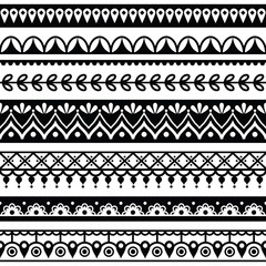 Mehndi, Indian Henna tattoo seamless pattern, design elements