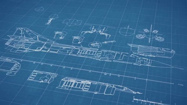 MIG Flugzeug Animation / technische Zeichnung