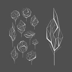 Polygonal graphic set of vector trees
