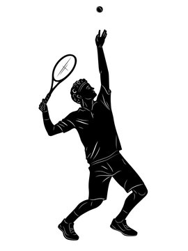 slhouette tennis player service