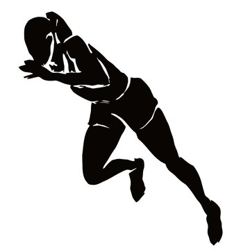 man sprint, grunge vector illustration