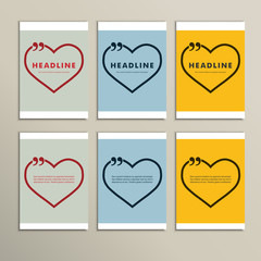 six beautiful hearts on a colorful background