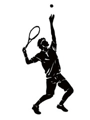 Plakat slhouette grunge tennis player