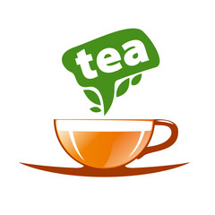 vector logo tea in a glass cup
