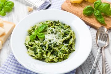 Fettuccine mit Spinat