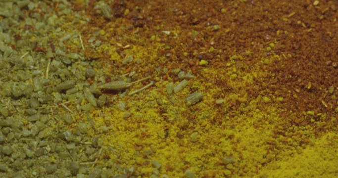 Spices cumin, paprika, turmeric, cinnamon. Macro.