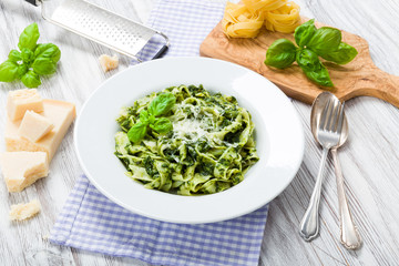 Fettuccine mit Spinat