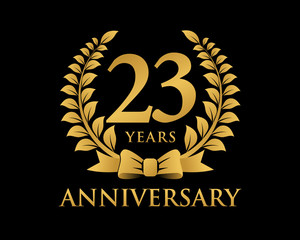 anniversary logo ribbon wreath black background 23