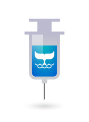 Isolated syringe icon with a whale tail