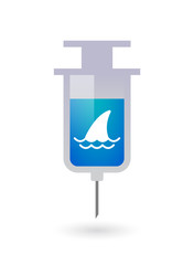 Isolated syringe icon with a shark fin