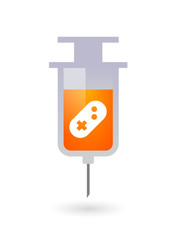 Isolated syringe icon with a game pad