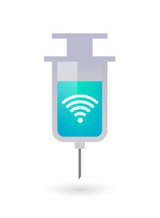 Isolated syringe icon with a radio signal sign