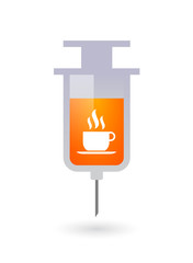 Isolated syringe icon with a cup of coffee