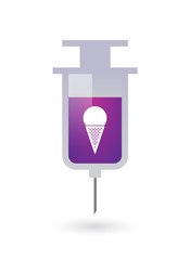 Isolated syringe icon with a cone ice cream