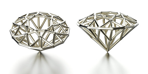 Low poly Outline Diamond. Jewelry Background. brilliant grid