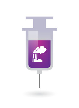 Isolated syringe icon with a factory