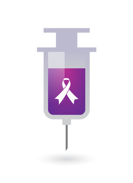 Isolated syringe icon with an awareness ribbon