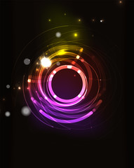 Glowing circle in dark space
