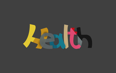 Health word, drawn lettering typographic element