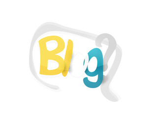 Blog word, drawn lettering typographic element