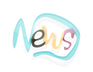 News word, drawn lettering typographic element