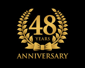 anniversary logo ribbon wreath black background 48