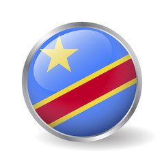 Fototapeta premium Flag of Democratic Republic of the Congo button vector