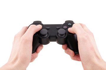 video game controller in hand isolated
