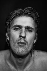 face of a young man close up