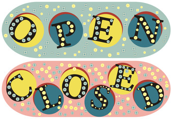 Original tablets with words open and closed