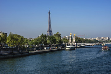 Fototapeta na wymiar Seine River and Alexandre III bridge (1896-1900) Paris, France.