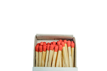 Open Box of Matches Isolated on White background.