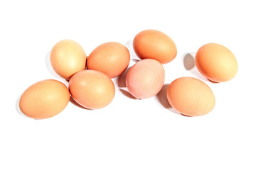 Chicken eggs isolated on a white background