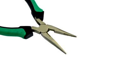 green pliers on a white background.