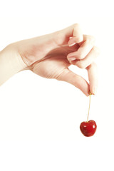 cherries in the women's hand