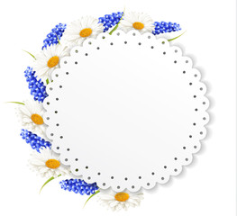 Floral decoration with a ornamental greeting card. Vector.