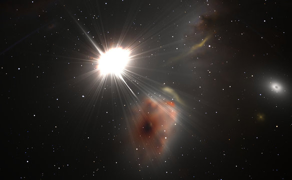 Space background with quasar and stars for use with projects on science, astronomy, universe and education