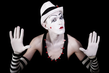 Theater actor in makeup mime clown