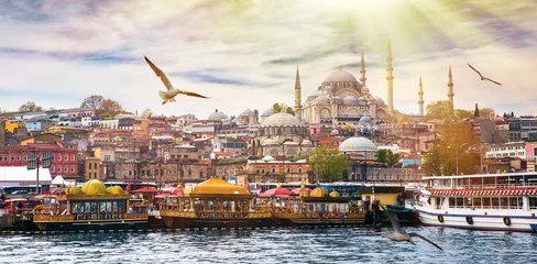 Gordijnen Istanbul de hoofdstad van Turkije, oostelijke toeristische stad. © seqoya