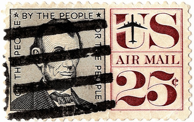Old stamp with  portrait of Avraam Linkoln