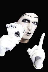 Portrait of the mime with Royal Flush
