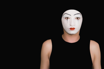 Portrait of  mime on a black background