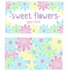 business card with flowers in pastel colors