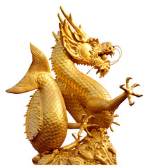 Gold Dragon Sculpture Figure Art China, Phuket Thailand