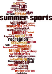 Obraz premium Summer sports word cloud concept. Vector illustration