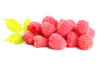 Red raspberry isolated on a white