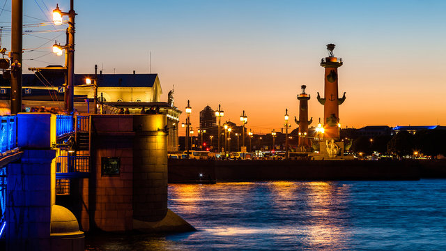 Rostral Columns on Vasilievsky island's arrow in Saint-Petersbur