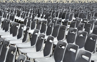 Empty chairs behind Cathedral of Saint Peter square in Vatican