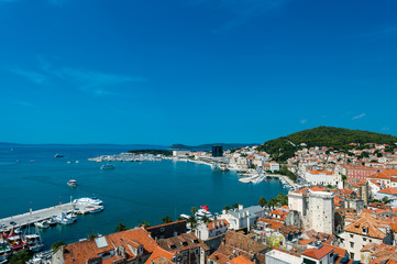 Obraz premium Split- view of coastline and the part of old town.
