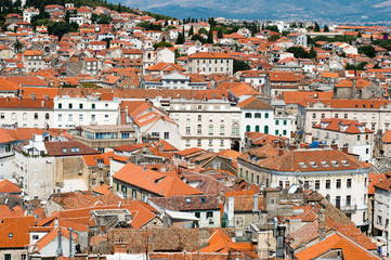 Fototapeta na wymiar Split- view of coastline and the part of old town.